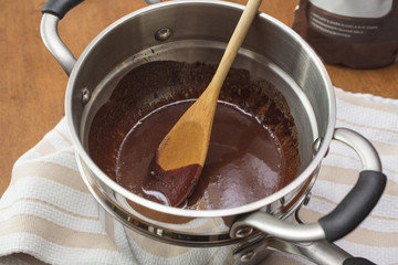 Homemade preperation of dark chocolate bars