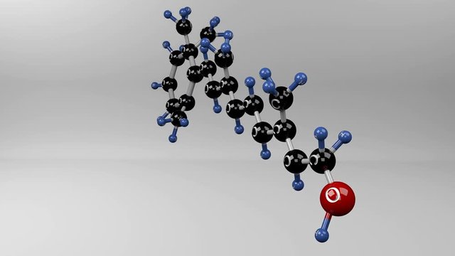 Vitamin A molecule. Molecular structure of retinol, produced from carotenoids.