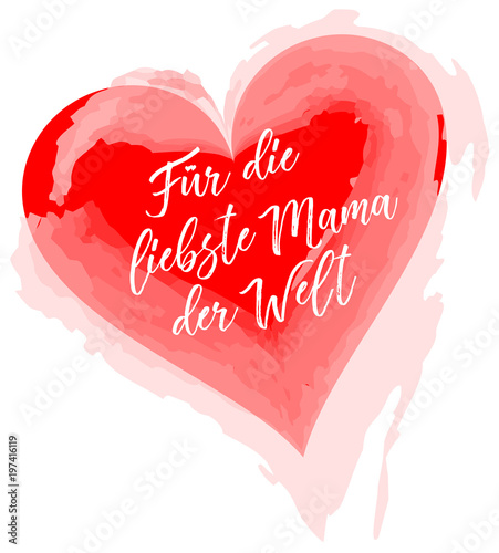 "Rotes Herz mit Text Für die liebste Mama der Welt" Stockfotos und