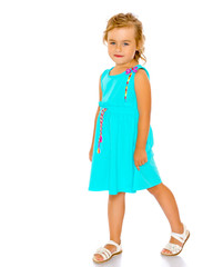 The little girl is full-length.