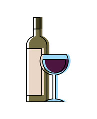 bottle liquor and wine cup image vector illustration