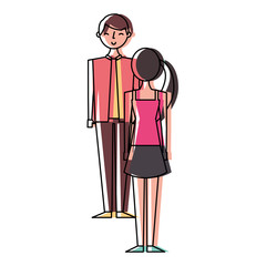 couple standing looking at each other vector illustration