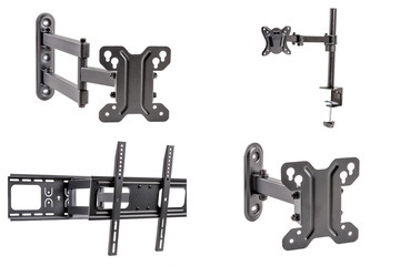 four black bracket for TV on white isolated background
