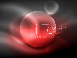 Blurred neon glowing circle, hi-tech modern bubble template, techno glowing glass round shapes or spheres. Geometric abstract background