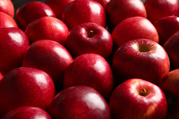 Fresh ripe red apples as background