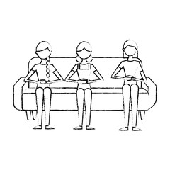 people female sitting drinking coffee in cup vector illustration sketch design