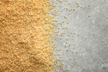 Brown sugar on gray background