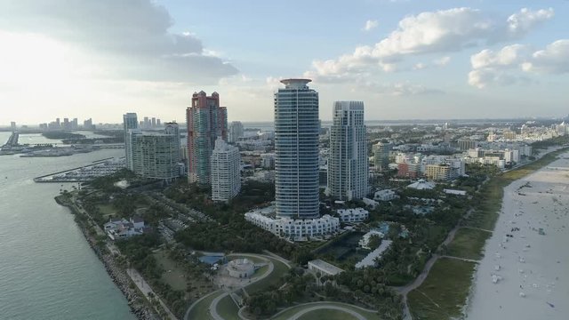 Aerial view of skyscrapers in Miami Beach