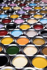 Colorful paint cans set