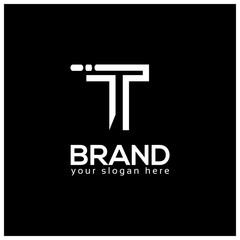 Letter T on Black Background.  Logo Design Template. Flat design