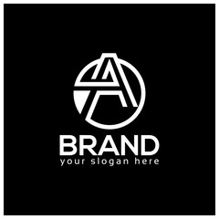 Letter A on Black Background.  Logo Design Template. Flat design