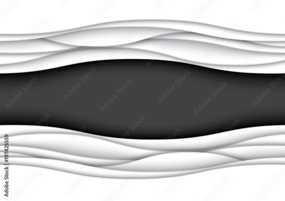 Aufkleber white abstract paper wave layer carving background.paper art style of cover design for business flye