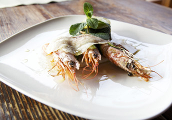 grilled prawns with lard