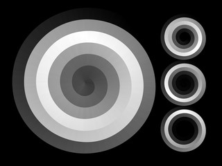 Abstract spiral background. Black and white halftone vector