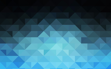 Dark BLUE vector shining triangular background.