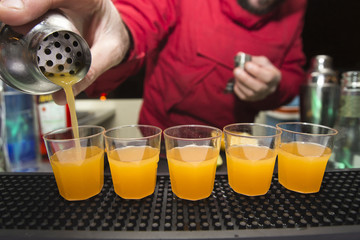 preparing drink shots