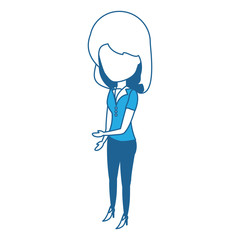 avatar businesswoman standing over white background, blue shading design. vector illustration