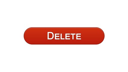 Delete web interface button wine red color, recycling app, erase information