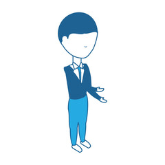 avatar man wearing casual clothes standing icon over white background blue shading design. vector illustration