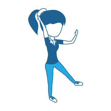 avatar woman wearing sport clothes over white background, blue shading design. vector illustration