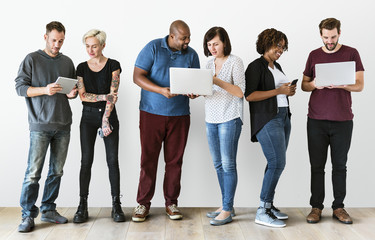 Group of people using mobile phone