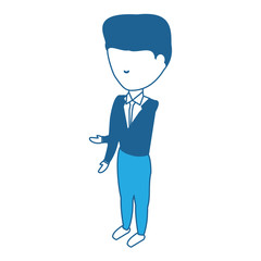 avatar businessman standing over white background, blue shading design.  vector illustration