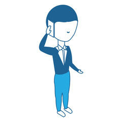 avatar businessman standing over white background, blue shading design.  vector illustration