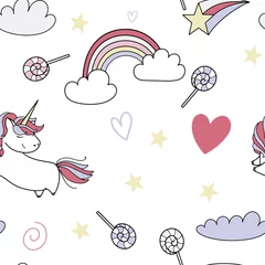 Wallpaper murals Unicorn Unicorn cute vector seamless pattern. Card and shirt design.