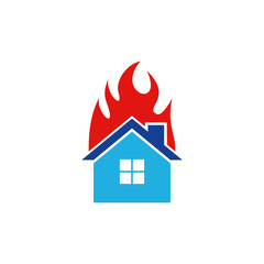 House Fire Logo Icon Design