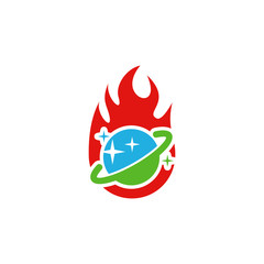 Planet Fire Logo Icon Design