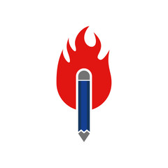 Pencil Fire Logo Icon Design