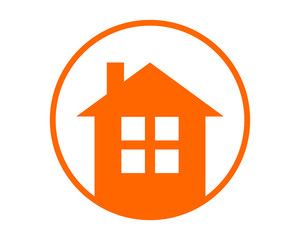 orange circle house home housing residence residential real estate image vector icon logo symbol