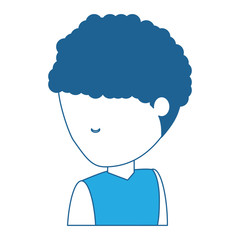 avatar man with afro hairstyle icon over white background, blue shading design. vector illustration