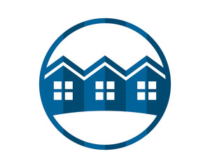 circle blue house home housing residence residential real estate image vector icon logo symbol