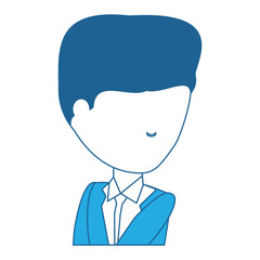 avatar businessman icon over white background, blue shading design. vector illustration