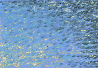 Sea waves texture. Oil painting background. Big brushstrokes in blue palette