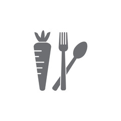 carrots with a fork and spoon icon. Simple element illustration. carrots with a fork and spoon symbol design template. Can be used for web and mobile