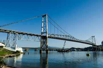 Hercilio Luz Bridge, Florianopolis Santa Catarina Brazil. Ponte of the beginning of the 20th century, is the postcard of the state of Santa Catarina