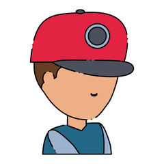 avatar boy wearing a cap over white background, colorful design. vector illustration