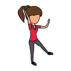 avatar woman wearing sport clothes over white background, colorful design. vector illustration