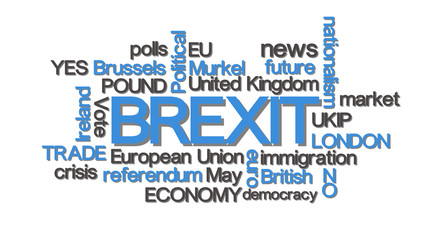 Brexit word cloud typography blue