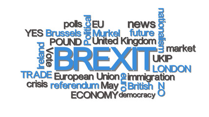 Fototapeta premium Brexit word cloud typography blue