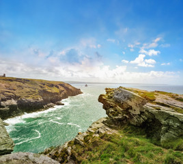 View of the rugged coastline at Tintagel