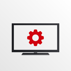 TV icon with settings sign. TV icon and customize, setup, manage, process symbol