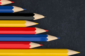 Colored Pencils On Table Cloth