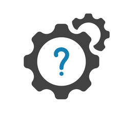 Settings icon with question mark. Settings icon and help, how to, info, query symbol