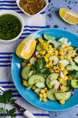 Salad with raw vegetables