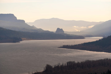 Beacon Rock along Columbia River Gorge