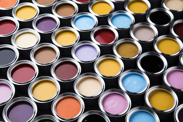 Background from multi color cans of paint