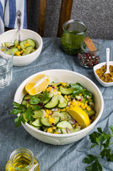 Salad with raw vegetables